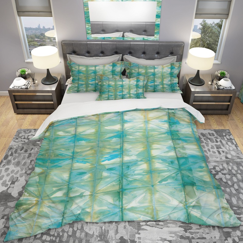 Blue diamonds minimal geometric I - Geometric Duvet Cover Set