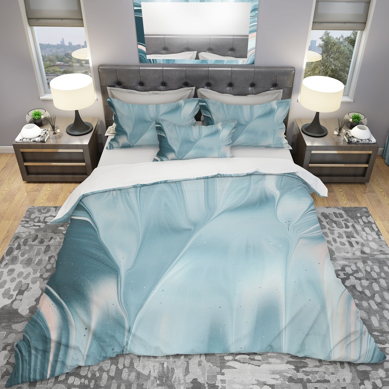 Blue Modern Water I - Geometric Duvet Cover Set