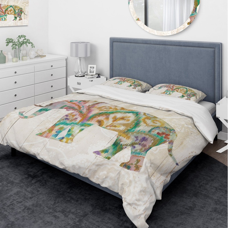 Boho Paisley Elephant II vII - Traditional Duvet Cover Set