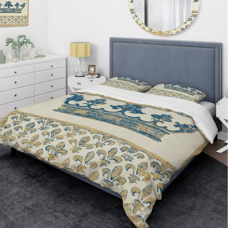 Fleur de Lis Gold Crown - Glam Duvet Cover Set