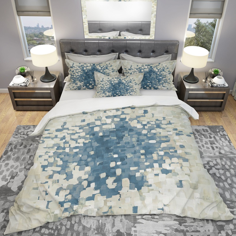 Geometric Blue Spots - Geometric Duvet Cover Set