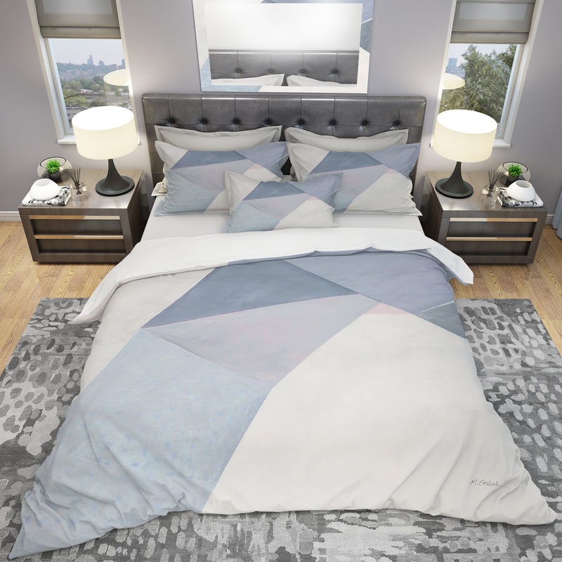 Purple Geometric Bridge II - Geometric Duvet Cover Set