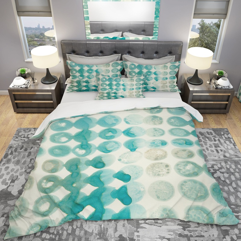 Turquoise Watercolor geometrical II - Geometric Duvet Cover Set