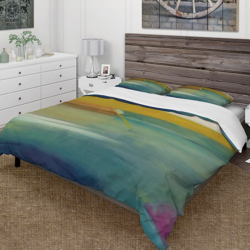 Waterpainting Impression of Indigo And Green - Farmhouse Duvet Cover Set