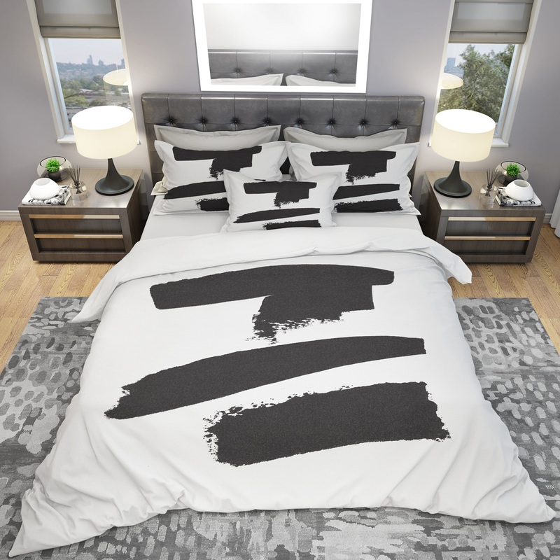 Black and White Geometric Company I - Geometric Duvet Cover Set