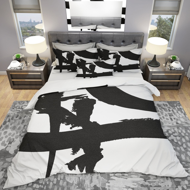 Black & White Crossing Paths I - Geometric Duvet Cover Set
