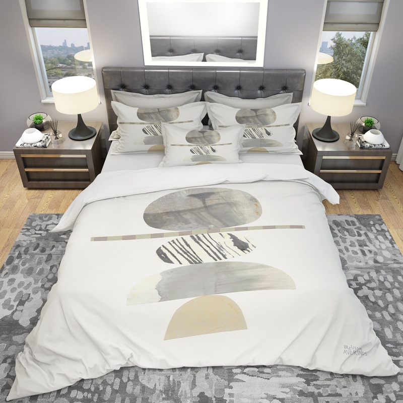 Geometric Balance Neutral I - Geometric Duvet Cover Set