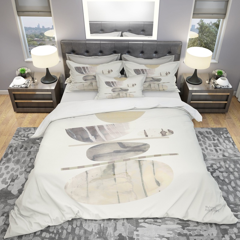 Geometric Balance Neutral II - Geometric Duvet Cover Set
