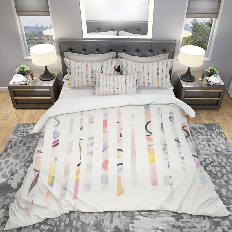Multi-Color Geometric Bars - Geometric Duvet Cover Set