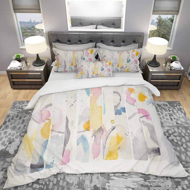 Multi-Color Geometric Bars II - Geometric Duvet Cover Set