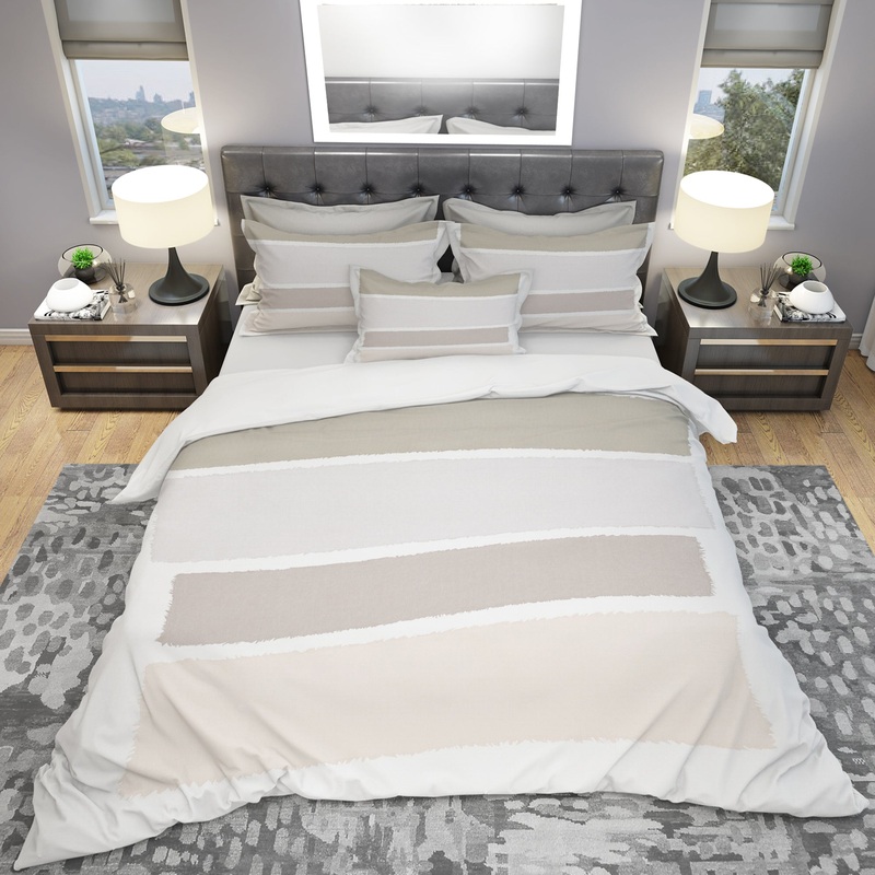Painted Weaving I Neutral on White Sq - Geometric Duvet Cover Set