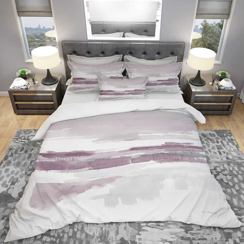 Purple Amethyst Wetlands - Geometric Duvet Cover Set
