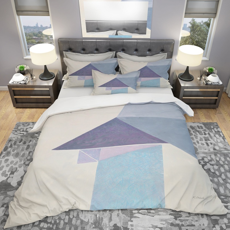 Purple Geometric Bridge I - Geometric Duvet Cover Set