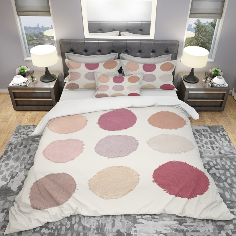 Unique Beige Circle Designs - Geometric Duvet Cover Set
