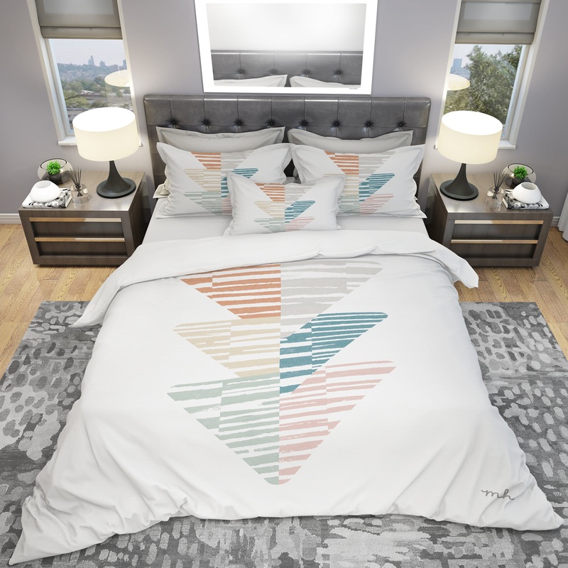 Watercolor Geometric Triangle III - Geometric Duvet Cover Set