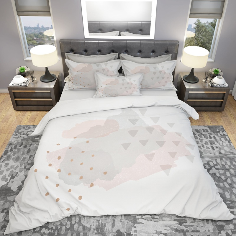 Watercolor Minimal Blush IV - Geometric Duvet Cover Set