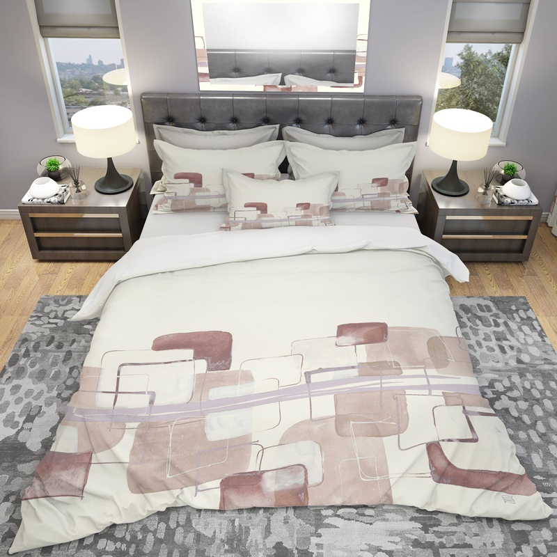 Watercolor Minimal Boxes I - Geometric Duvet Cover Set