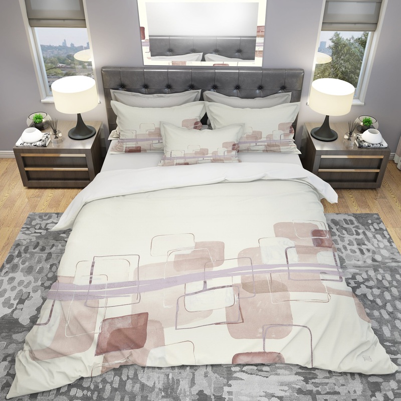 Watercolor Minimal Boxes II - Geometric Duvet Cover Set