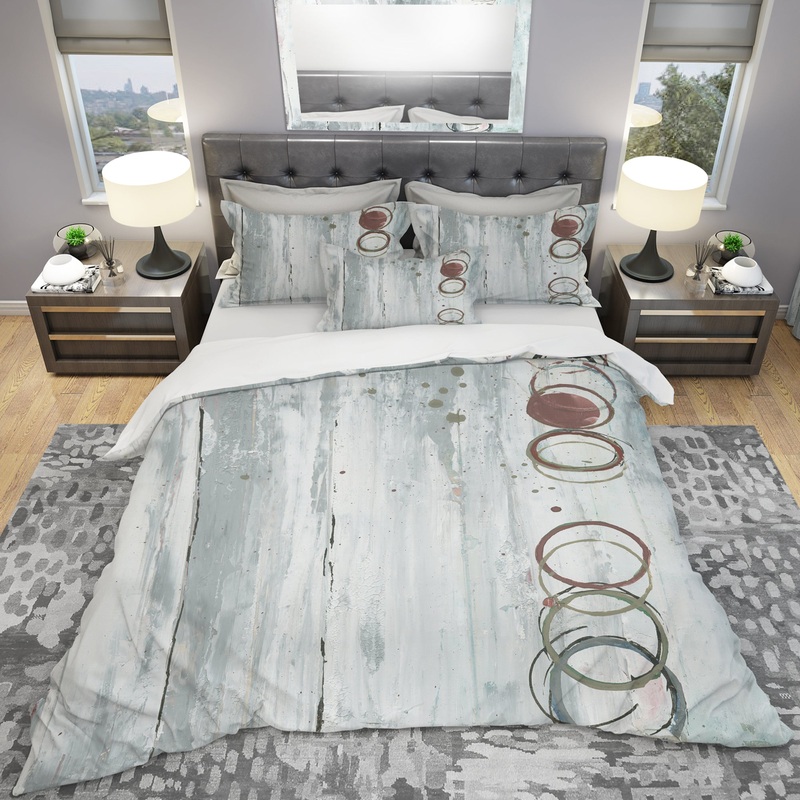 Whitewashed Chinchilla - Geometric Duvet Cover Set
