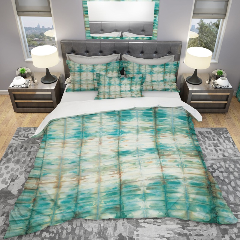 Blue diamonds minimal geometric II - Geometric Duvet Cover Set