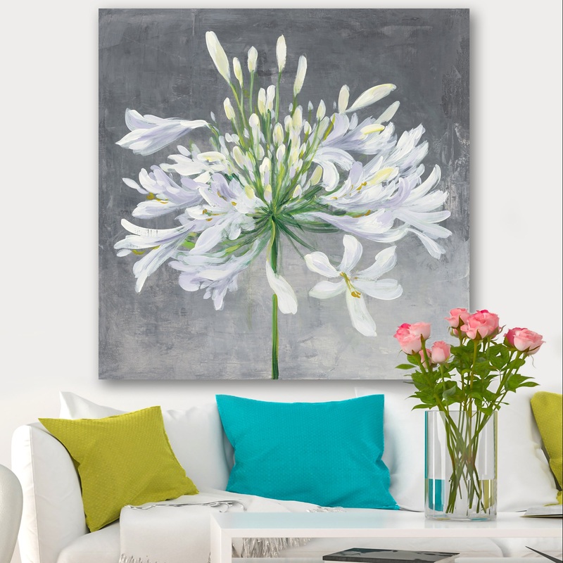 Flower Cleome Splash I - Traditional Floral Canvas Artwork