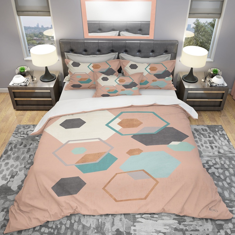 Geometric hexagons Pattern II - Geometric Duvet Cover Set