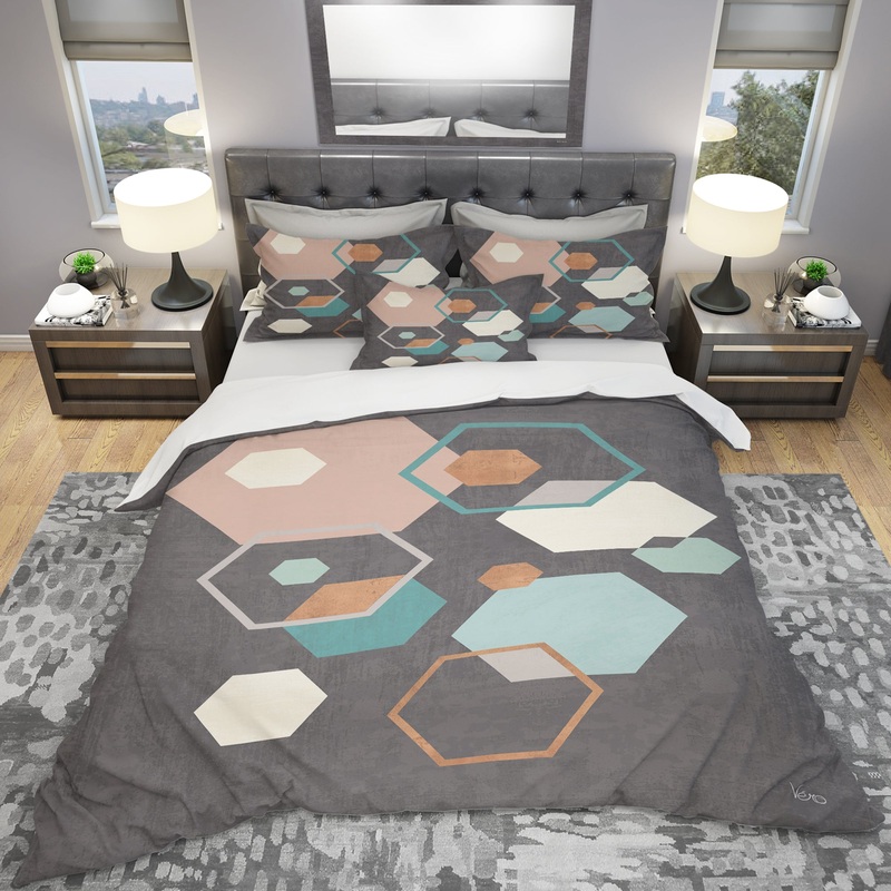 Geometric hexagons Pattern IV - Geometric Duvet Cover Set