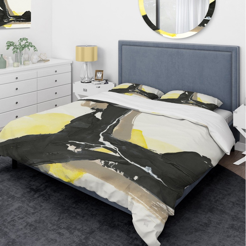 Glam Black and Yellow I - Glam Duvet Cover Set
