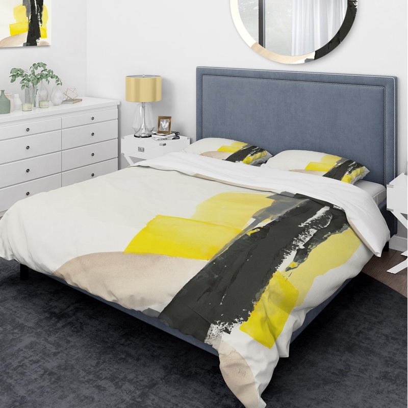 Glam Black and Yellow III - Glam Duvet Cover Set