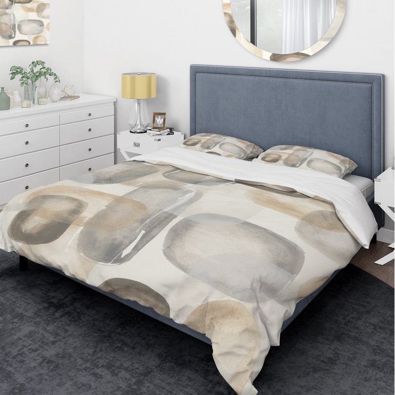 Neutral Oval Grey Stones I - Glam Duvet Cover Set