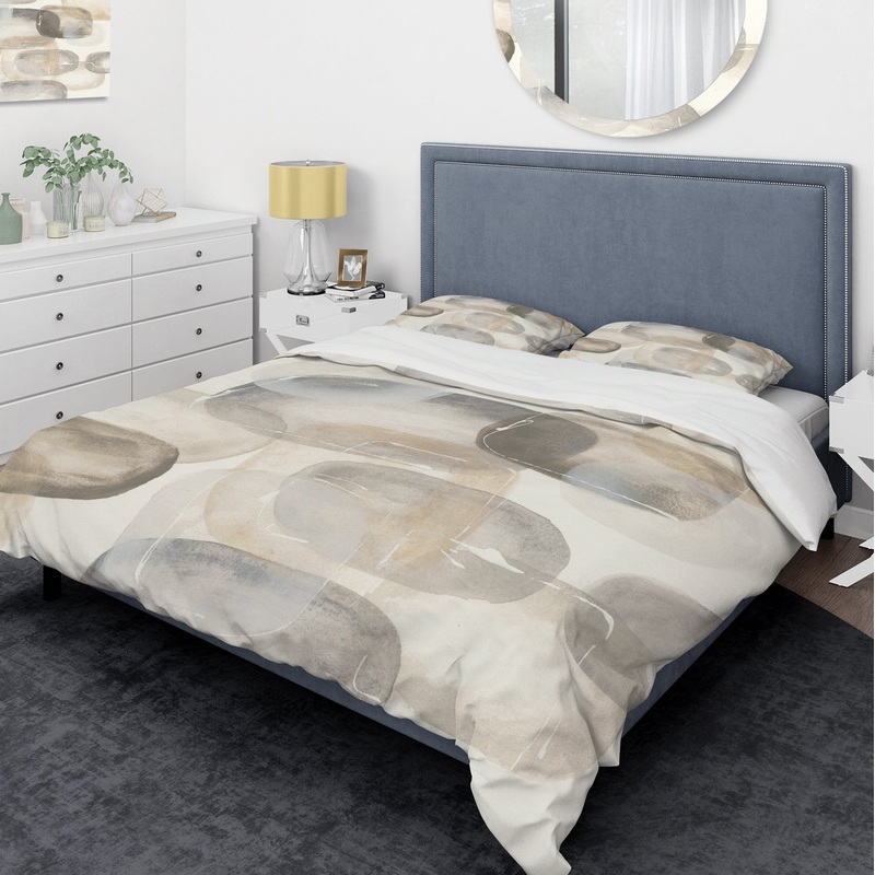 Neutral Oval Grey Stones II - Glam Duvet Cover Set