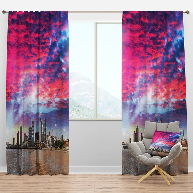 New Orleans Building and Skyscrapers - Modern Cityscape Curtain Panels