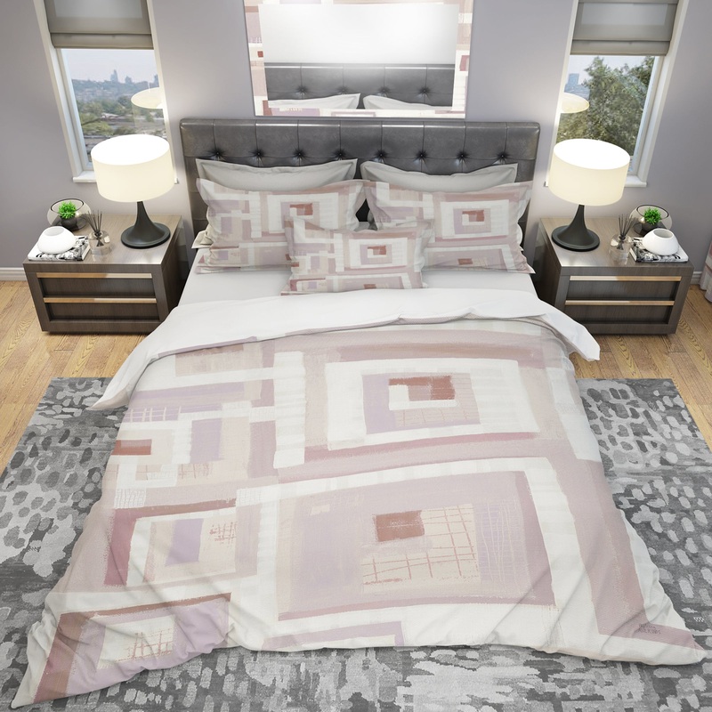 Pink Geometric Form Windows I - Geometric Duvet Cover Set