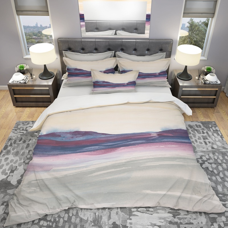 Shabby Watercolor on Purple II - Shabby Duvet Cover Set