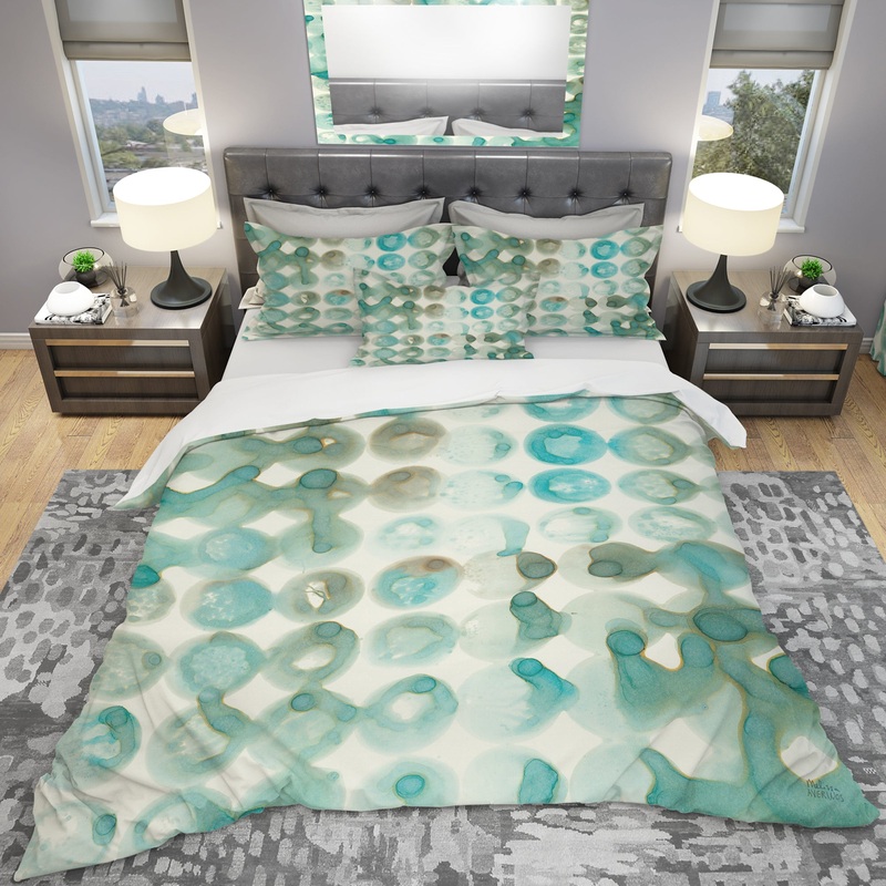 Turquoise Watercolor geometrical I - Geometric Duvet Cover Set