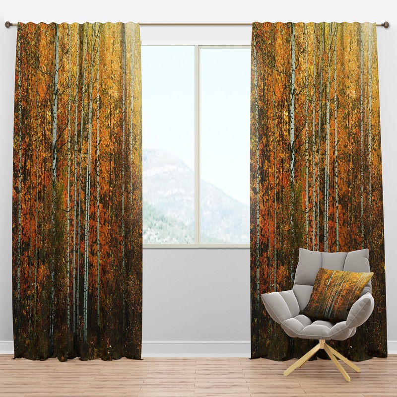 Yellow Colorful Autumn Forest - Forest Curtain Panels