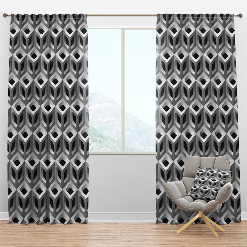 3D Lattice Pattern - Scandinavian Curtain Panels