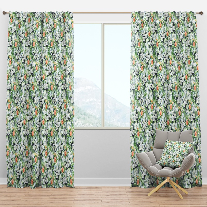 A White and Yellow Roses Bouquet - Floral Curtain Panels