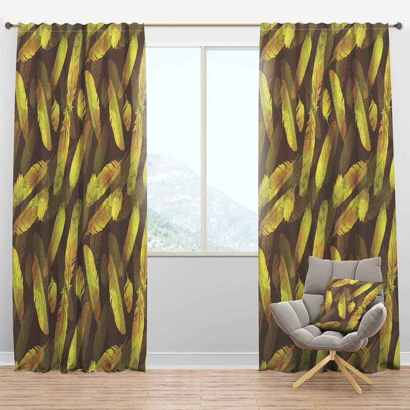 Bird Feathers Pattern - Southwestern Curtain Panels