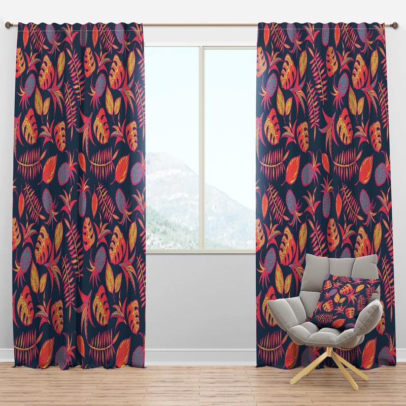 Cartoon Tropical Pattern - Tropical Curtain Panels