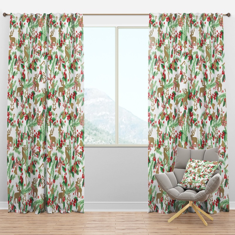 Christmas Decoration in illustration - Floral Curtain Panels