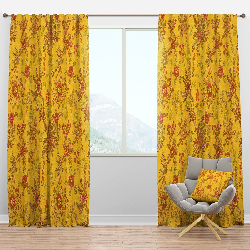 Colorful Botanic Texture - Bohemian & Eclectic Curtain Panels