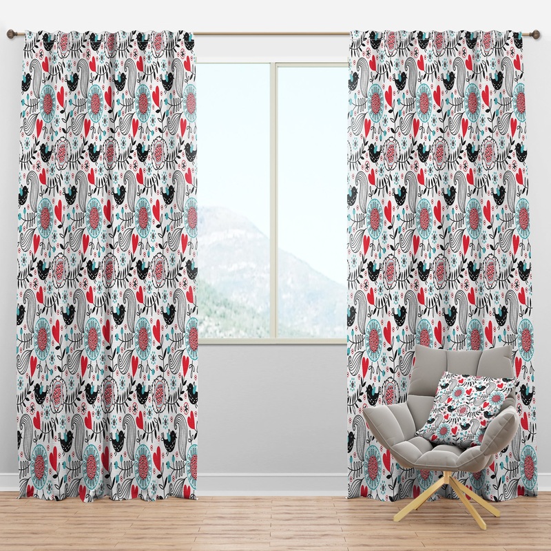 Colorful Contract Floral Pattern - Traditional Curtain Panels
