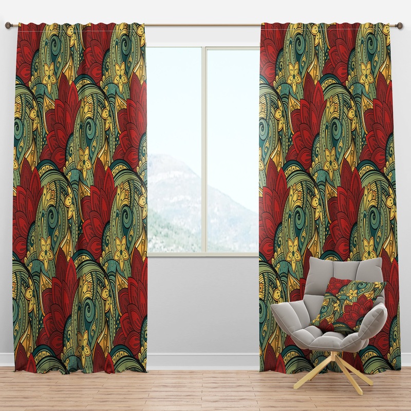 Colorful Floral Pattern - Bohemian & Eclectic Curtain Panels