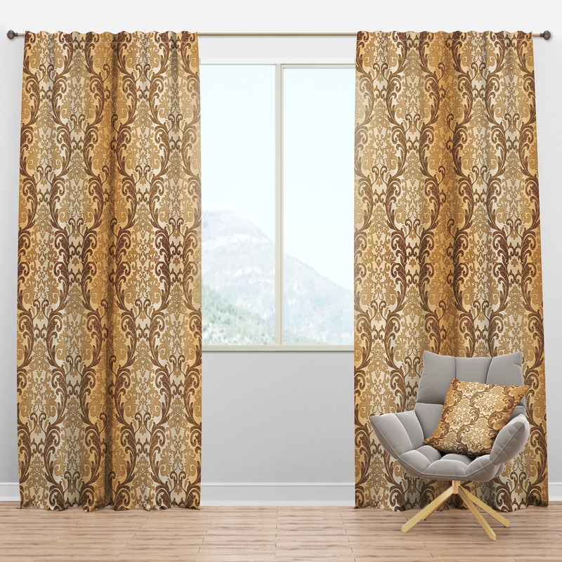 Damask pattern - Mid-Century Modern Curtain Panels