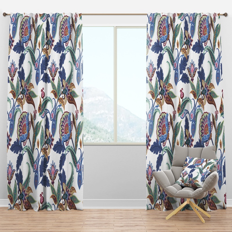Fantasy Flowers Paisley Pattern - Traditional Curtain Panels