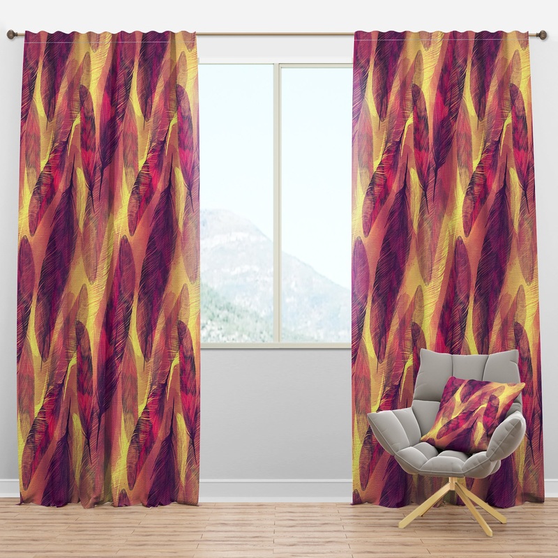 Feathers Boho Pattern - Southwestern Curtain Panels