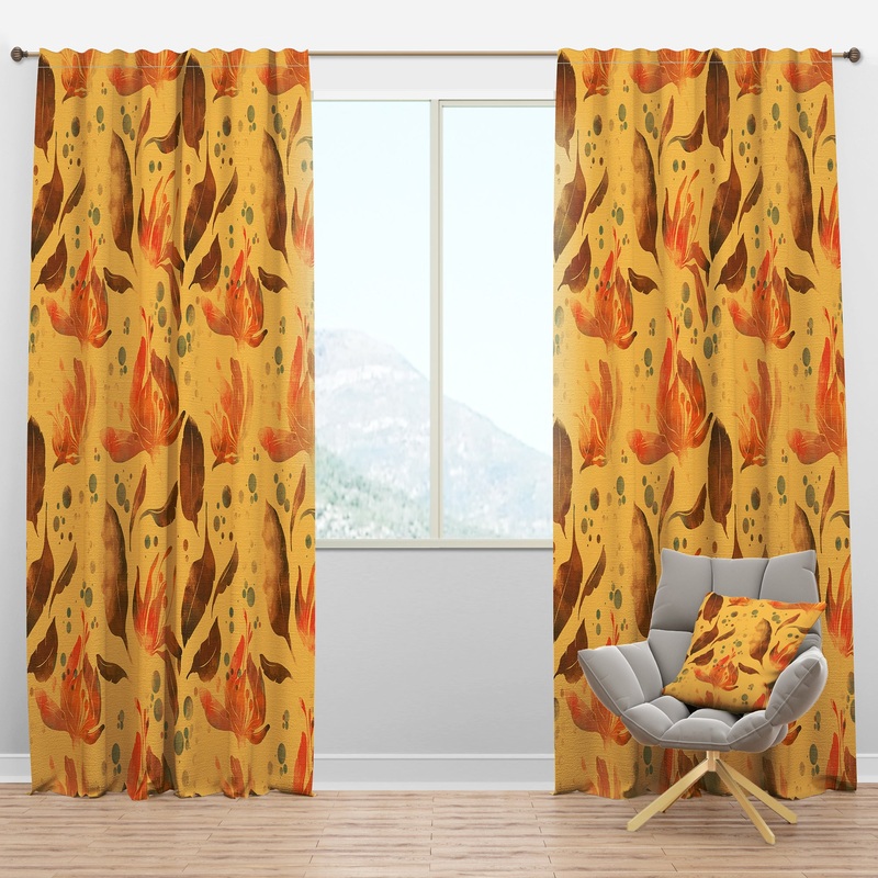 Flowers and Leaves Tea - Bohemian & Eclectic Curtain Panels