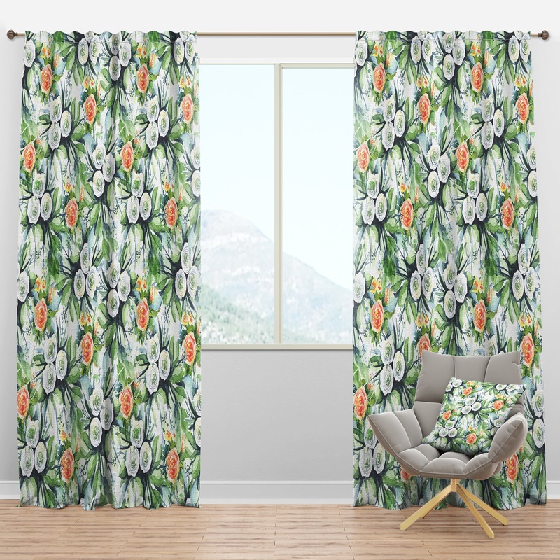 Seamless Pattern with Flowers - Floral Curtain Panels