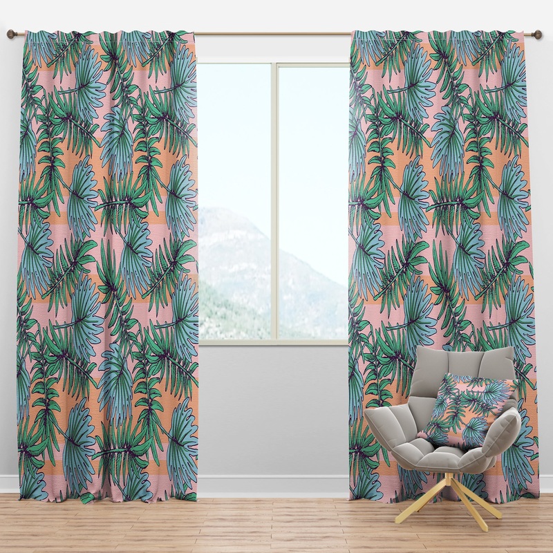 Summer Colorful Hawaiian Pattern with Tropical Plants - Tropical Curtain Panels